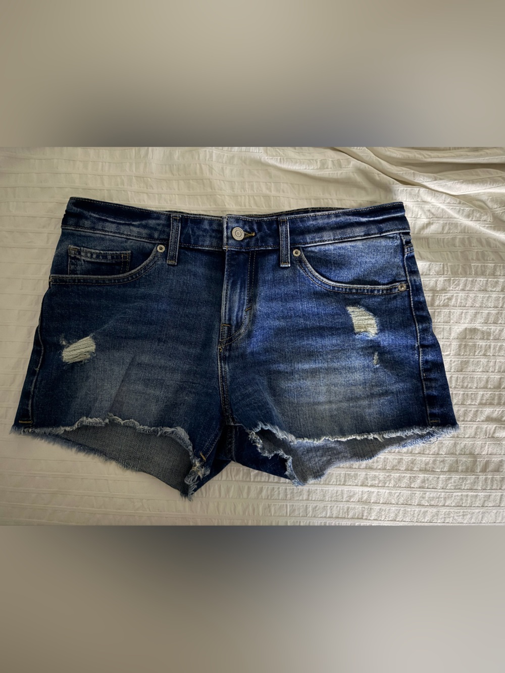 Lucky Brand Dark Blue Distressed Denim Shorts